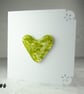 Handcrafted green speckled heart fused glass blank card (6)