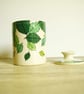 Ceramic Storage Jar with Lid - Green Beech Leaves - Image 2
