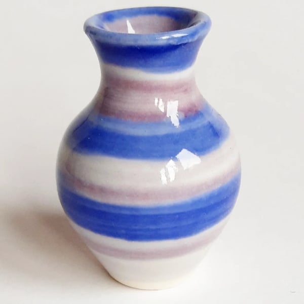 Miniature Bud Ceramic Vase Blue Purple Glazes 