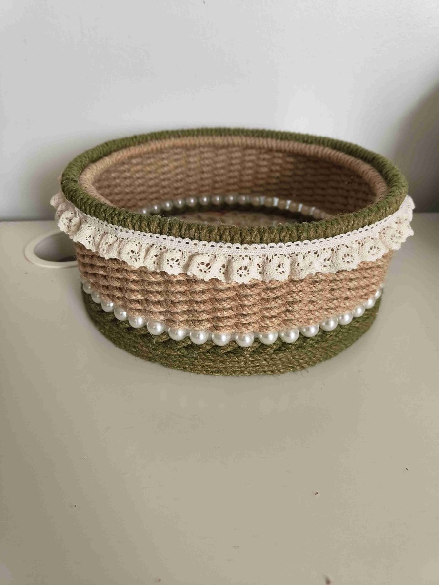 handmade hemp rope woven basket
