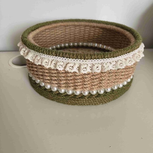 handmade hemp rope woven basket