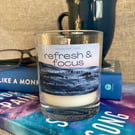 Refreshing essential oil aromatherapy candle to focus mind & benefit wellbeing