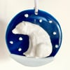 Fused Glass Polar Bear Hanging Decoration