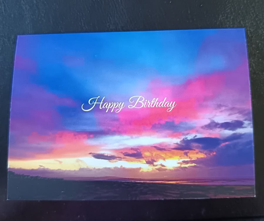 A6 birthday card: Sunset Colours (Hoylake photograph)