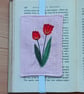 Pink Elasticated Bookmark with Embroidered Tulips - Image 3