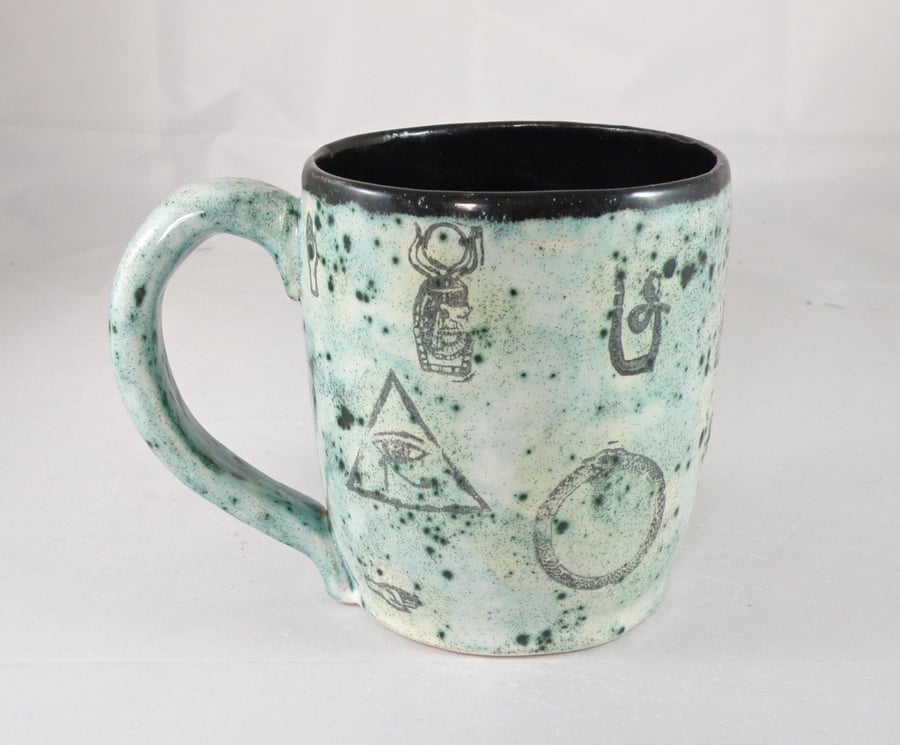 Extra Large mug , 29 oz mug tea mug large beer mug egyptian hieroglyph Stoneware