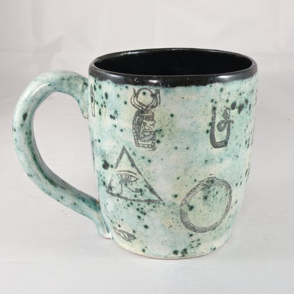 Extra Large mug , 29 oz mug tea mug large beer mug egyptian hieroglyph Stoneware