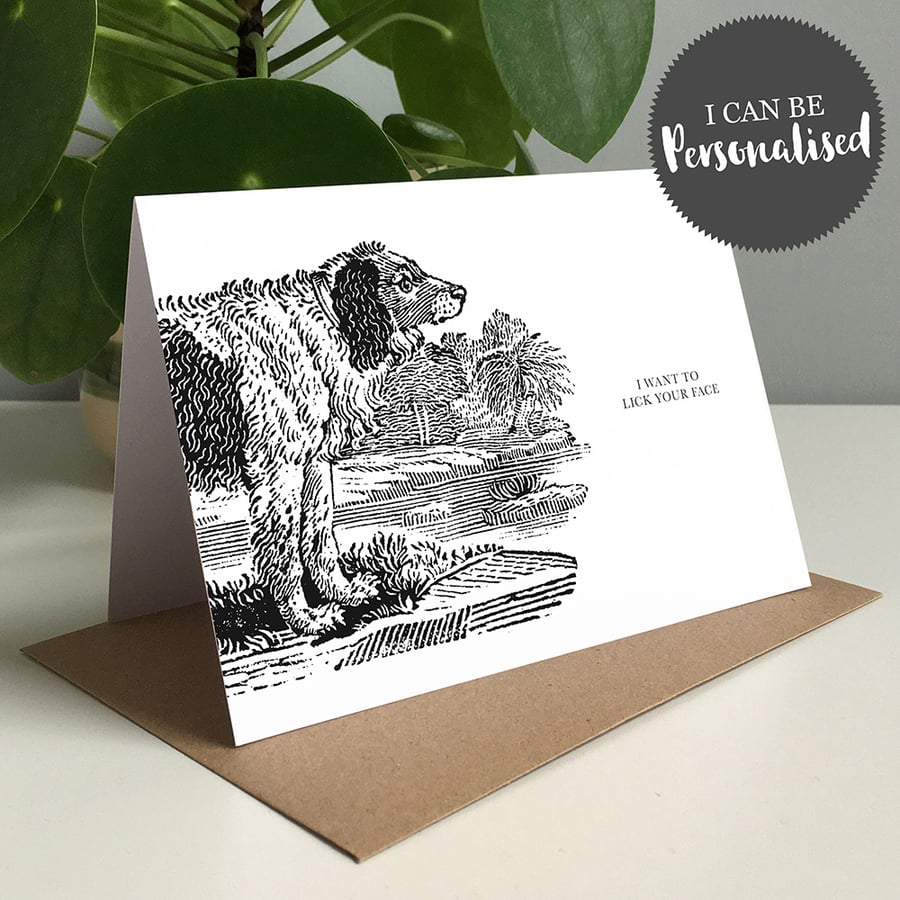 I Want To Lick Your Face Personalised Greeting Card Love, Valentine, Dog Card