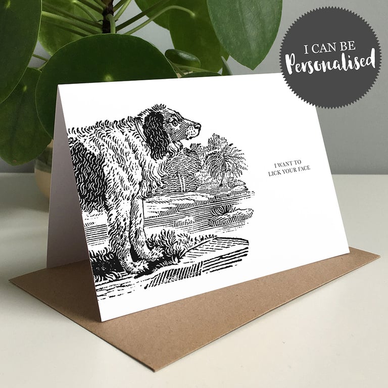 I Want To Lick Your Face Personalised Greeting Card Love, Valentine, Dog Card