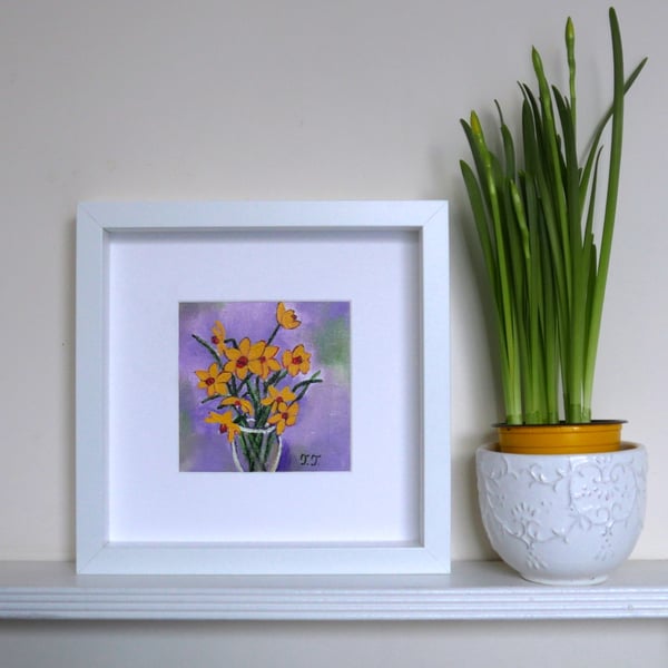 Daffodils Painting, Spring Flowers Artwork, Mother Day Gift