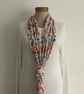 COTTON  lawn infinity scarf. ' Wildflowers' . Multicoloured . Floral. - Image 4