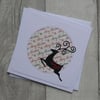Brown Elegant Reindeer with Red Swirl - Merry Christmas - Christmas Card