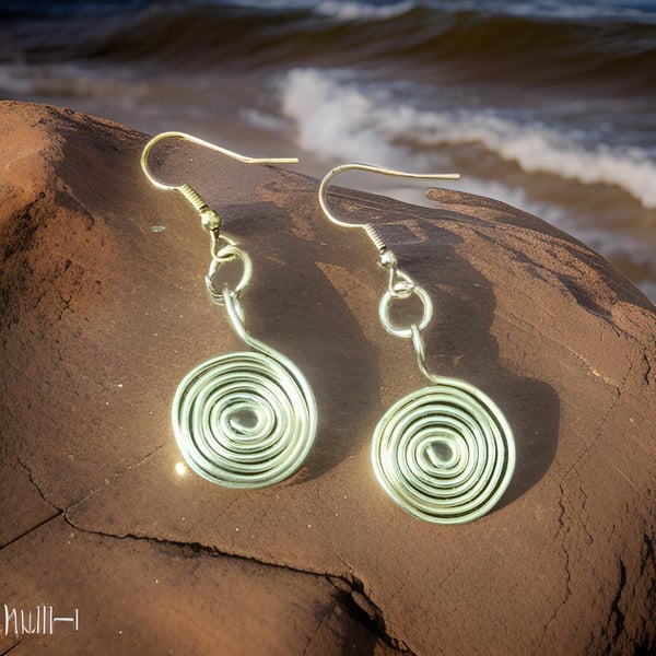 Gold Bohemian Style Swirl Earrings, Freepost