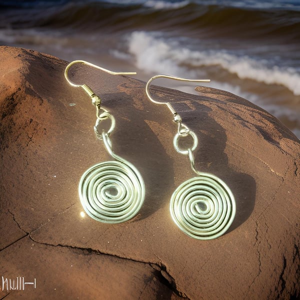 Gold Bohemian Style Swirl Earrings 