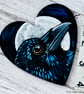 Raven Crow Gothic Moon - Hand Painted Magnetic Heart Art Fridge Magnet - Image 3