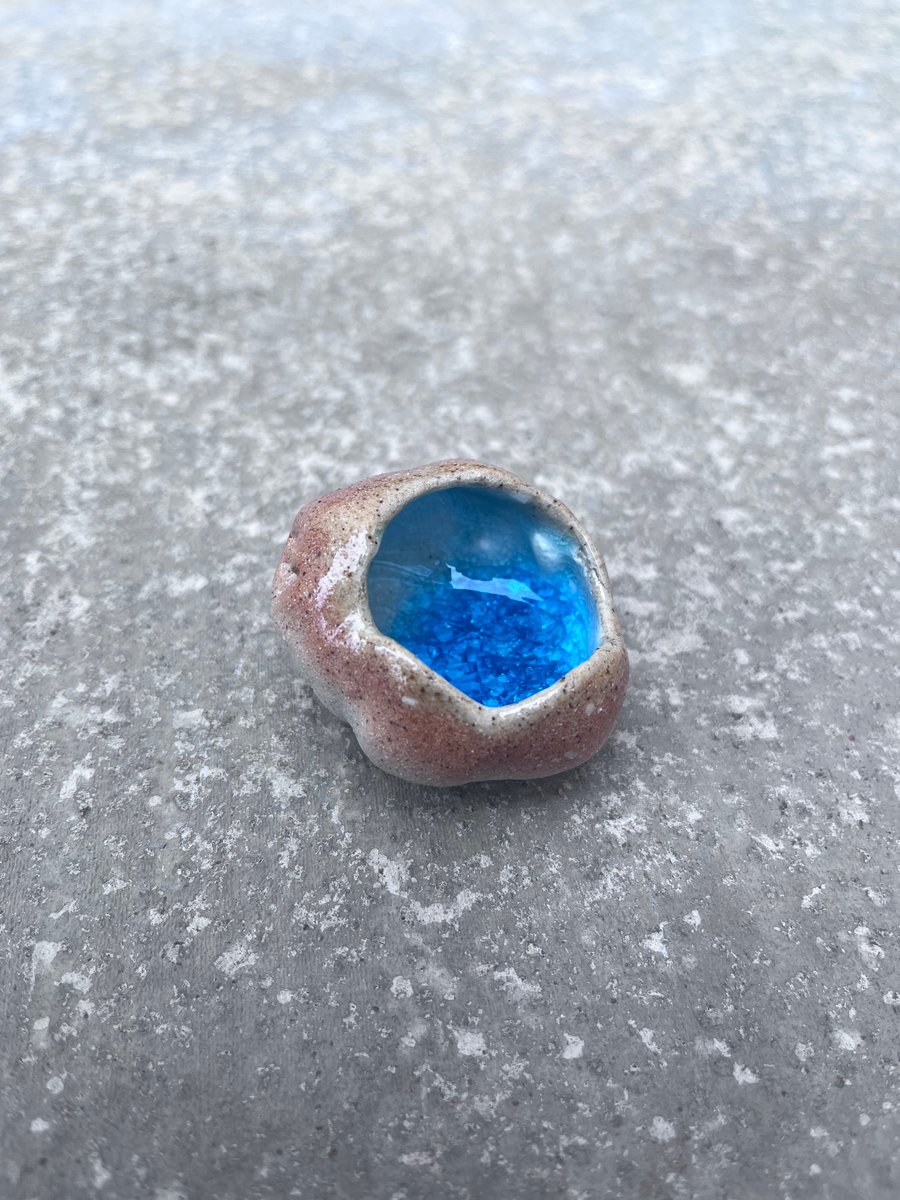 Handmade Staffordshire Stoneware Geode Ceramic Art Sculpture with Crackle Glaze