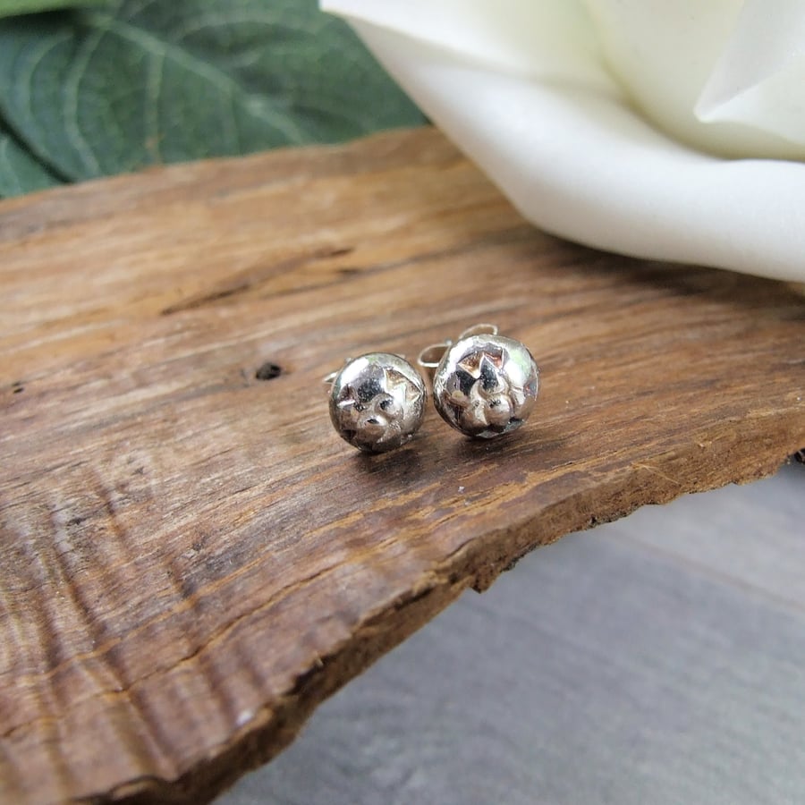 Sterling Silver Butterfly Earrings, Recycled Silver Butterfly Pattern Studs