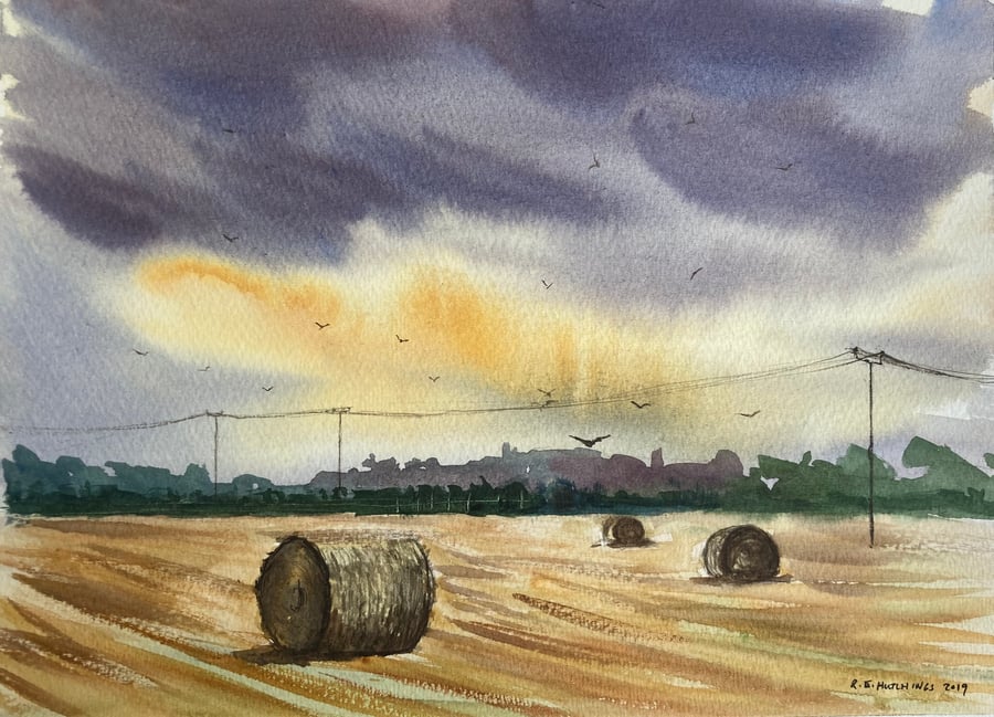 Easby en plein air 2019 summer evening (Pure Original Watercolour)