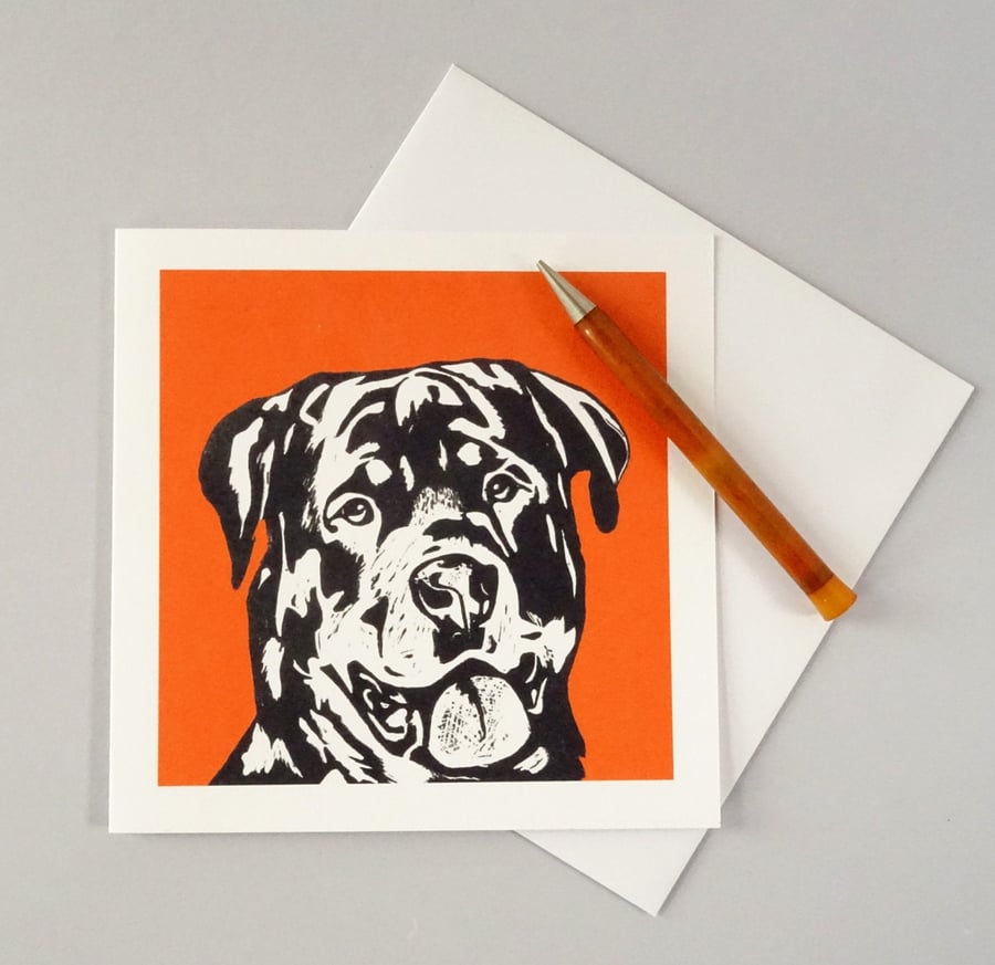 Rottweiler Blank Greeting Card, rotty birthday card, dog dad, dog mum
