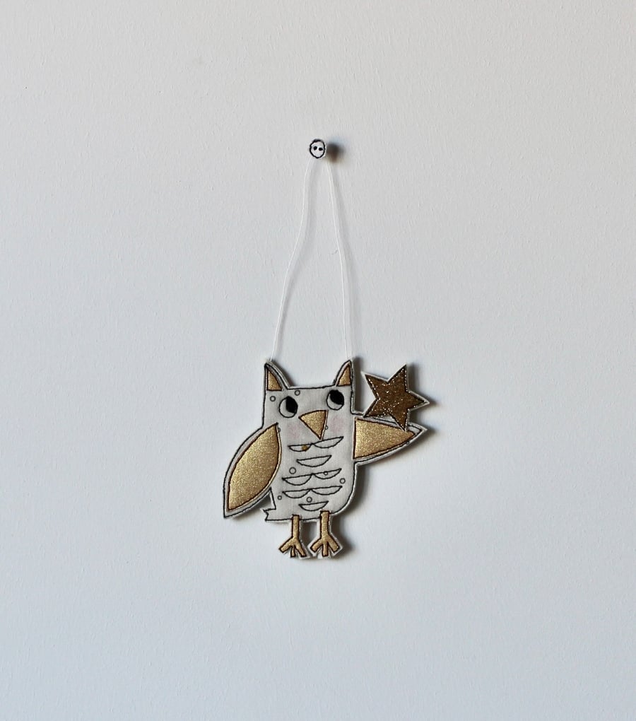 'Little Owl with a Star' - Hanging Decoration