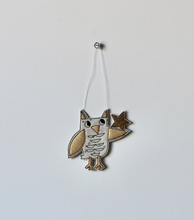 'Little Owl with a Star' - Hanging Decoration