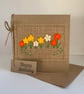 Birthday card. Row of bright coloured flowers. Wool felt. Handmade Card. - Image 5