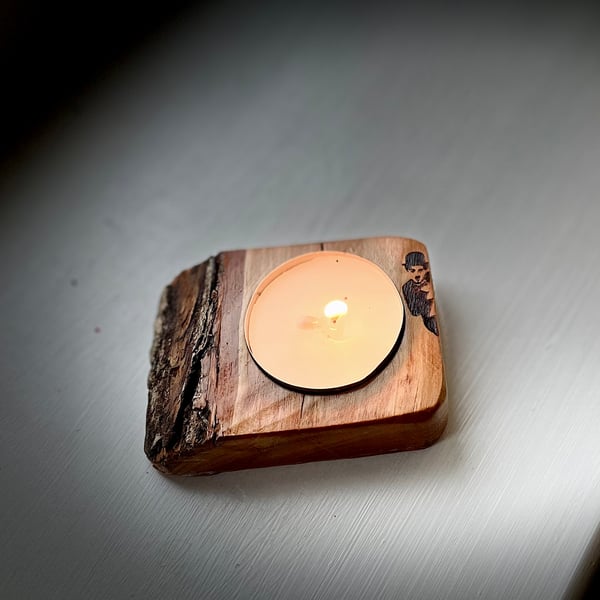 Tea light holder, candle holder, olive wood