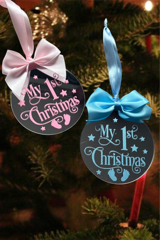 Baby’s First Christmas Ornament My 1st Christmas keepsake in pink or blue Perfec