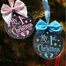 Baby’s First Christmas Ornament My 1st Christmas keepsake in pink or blue Perfec