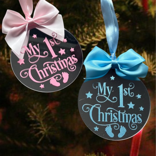 Baby’s First Christmas Ornament My 1st Christmas keepsake in pink or blue Perfec