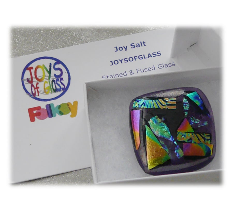 Brooch Dichroic Fused Glass 038 Abstract Handmade