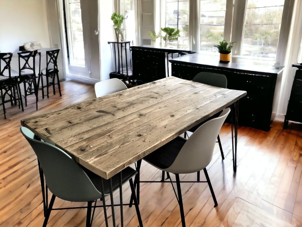Dining Table, Custom Made From Reclaimed Scaffold Boards For Rustic, Industrial 