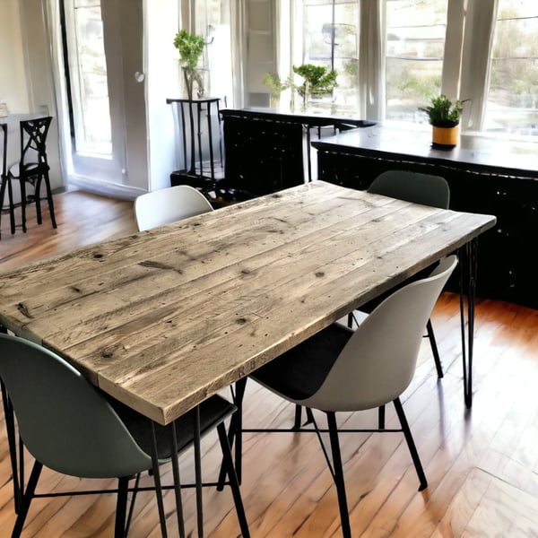 Dining Table, Custom Made From Reclaimed Scaffold Boards For Rustic, Industrial 