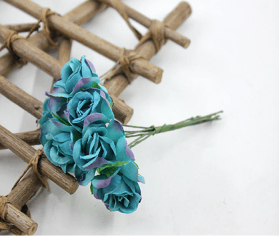 (SF002 water blue)  30 pcs, 2cm Fabric Artificial Flowers  