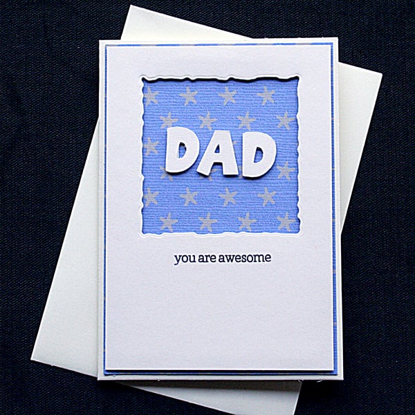 Awesome Dad (Stars) - Handcrafted Fathers Day Card - dr17-0021