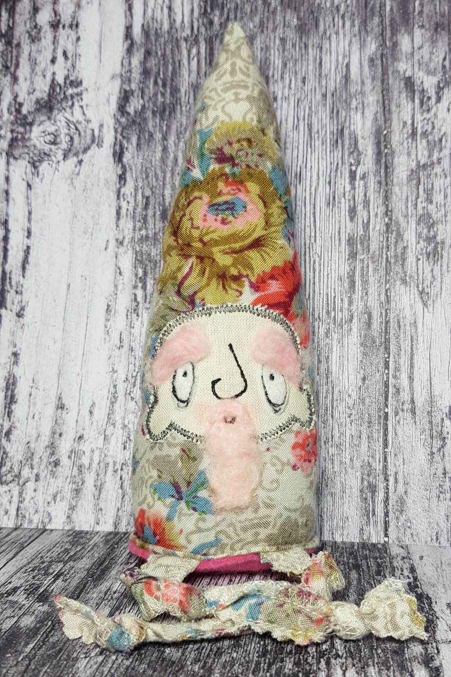 Fabric Gnome, Sage, Upcycled Vintage Style