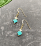 Freshwater Pearl & Sleeping Beauty Turquoise Gold Vermeil Earrings - Image 2
