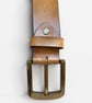 Mustard Tan Full Grain Vintage Textured Belt Heritage Brass Buckle Mens 38mm - Image 7