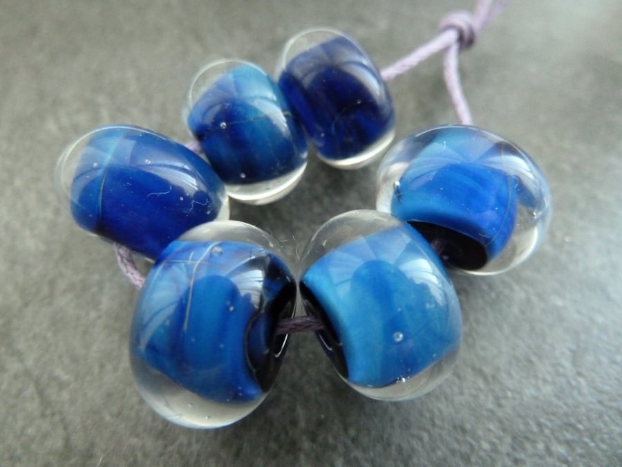 blue reactive glass lampwork beads