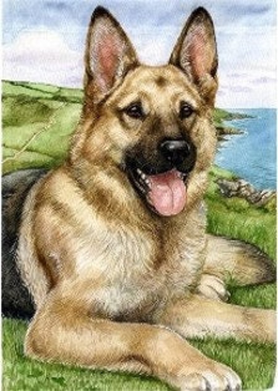 German Shepherd 5D DIY Diamond Painting Kit Painting 40 x 30cm, Round Drill Rhin