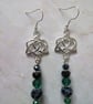 Silver Tone Celtic Triquetra Knot & Crystal Tartan Match Beaded Earrings  - Image 3