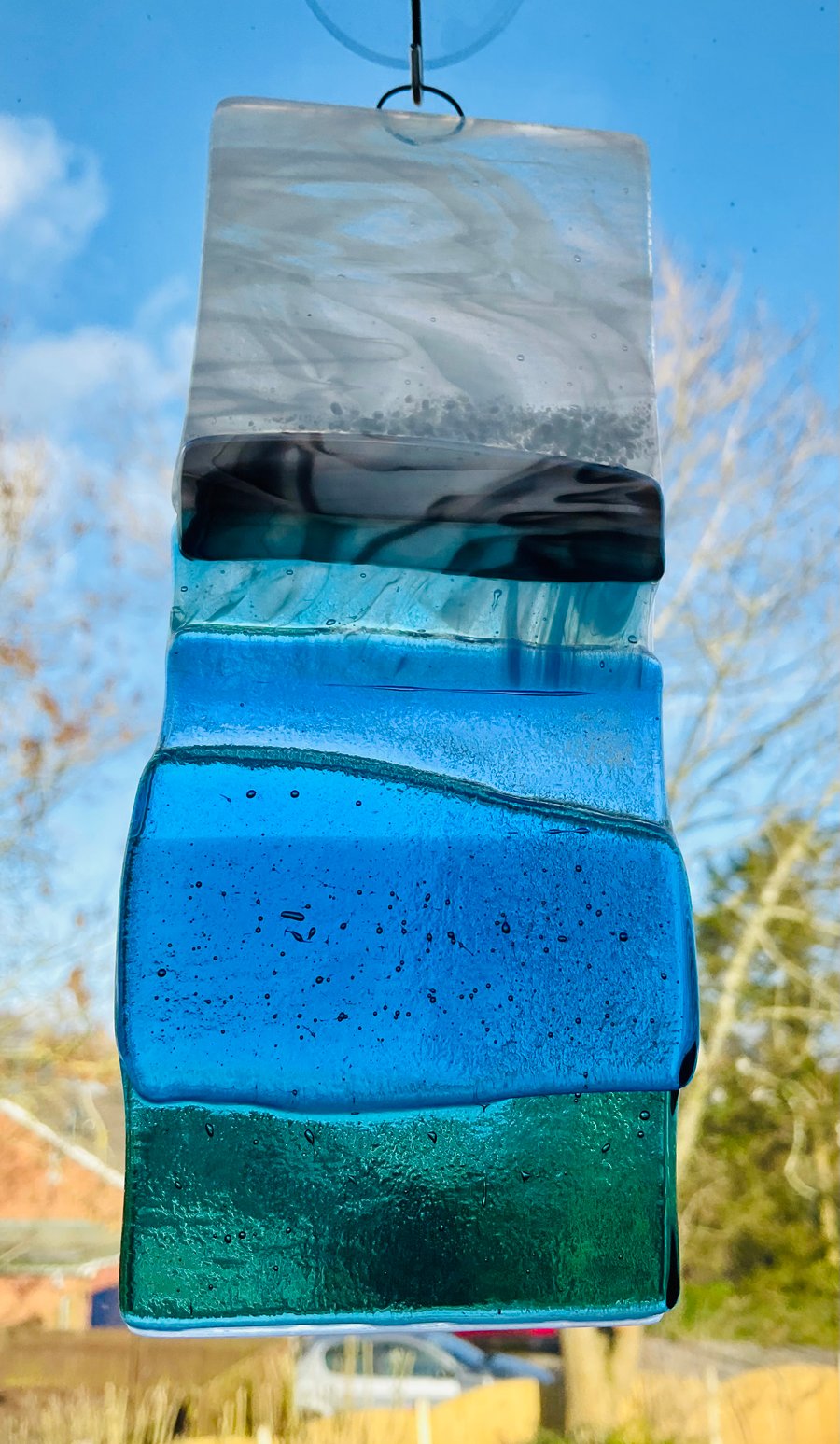 Fused glass seascape suncatcher