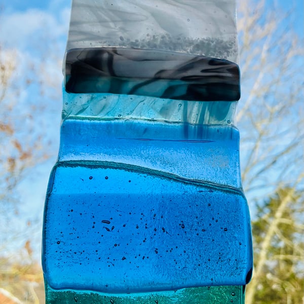 Fused glass seascape suncatcher
