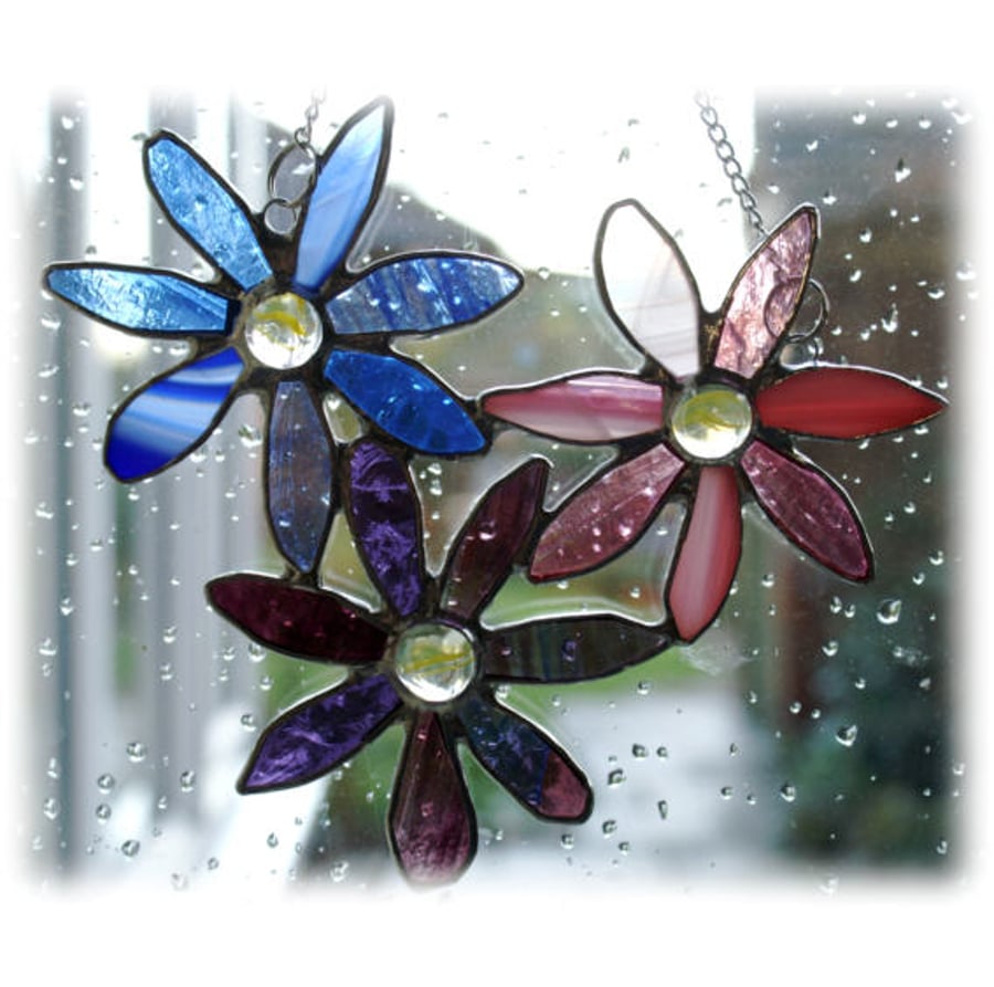 Bunch of Flowers Stained Glass Daisies Suncatcher
