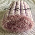 Hand Knitted Small Baby Pompom Blanket For Crib or Pram In Lilac  