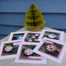 Bundle of 6 Christmas photographic cards, Minnie Mouse & Hello Kitty, 6x6" cards