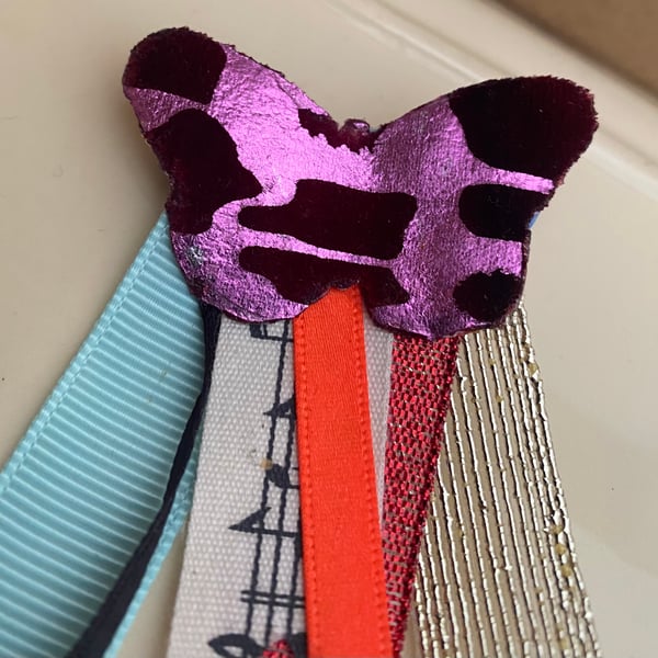 Fabric butterfly brooch