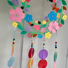 Floral Fairy Garden Windchime Colourful Hanging with Butterflies & Dragonflies