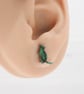 Titanium posts - Green galaxy rat stud earrings - Delicate hypoallergenic - Image 2