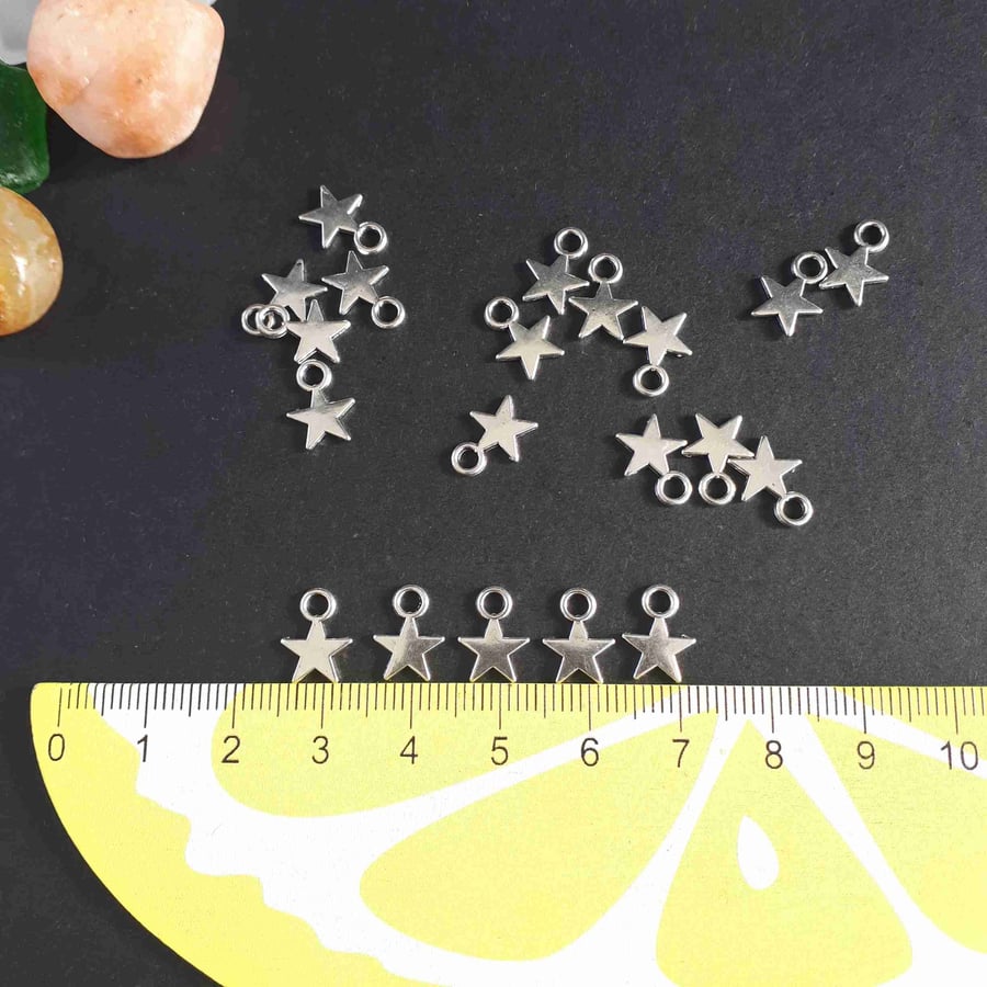 20 Tiny Star Charms, Jewellery Making, Home Hobby Craft Supplies, B01